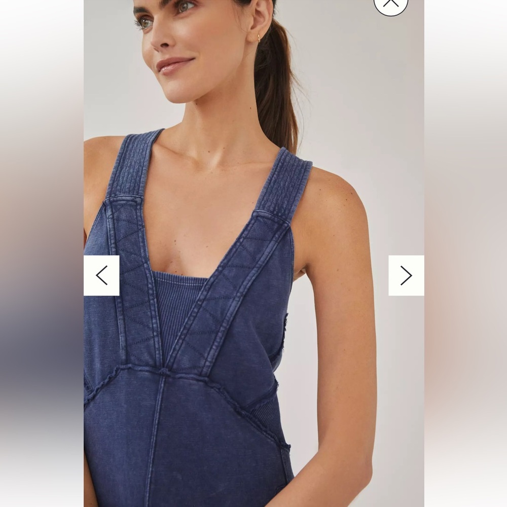 Ultra Soft Washed Navy Wide-Leg Overall/Jumpsuit by Daily Practice Anthropology - Picture 4 of 16